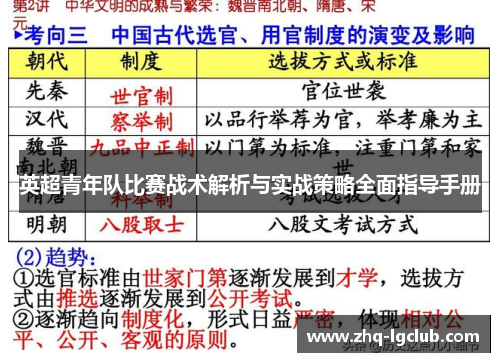 英超青年队比赛战术解析与实战策略全面指导手册